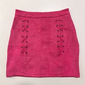 Women’s Pink Suede Mini Skirt